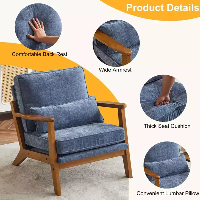 Fauteuil de salon individuel rembourré Karl Home Fauteuil d'appoint
