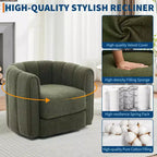 Fauteuil pivotant Acekool, fauteuil d'appoint moderne en velours avec dossier rayé pour salon et chambre à coucher
