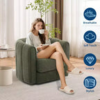 Fauteuil pivotant Acekool, fauteuil d'appoint moderne en velours avec dossier rayé pour salon et chambre à coucher