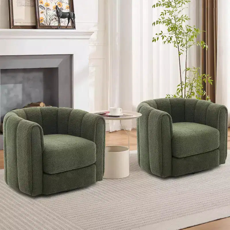 Fauteuil pivotant Acekool, fauteuil d'appoint moderne en velours avec dossier rayé pour salon et chambre à coucher