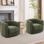 Fauteuil pivotant Acekool, fauteuil d'appoint moderne en velours avec dossier rayé pour salon et chambre à coucher