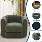 Fauteuil pivotant Acekool, fauteuil d'appoint moderne en velours avec dossier rayé pour salon et chambre à coucher