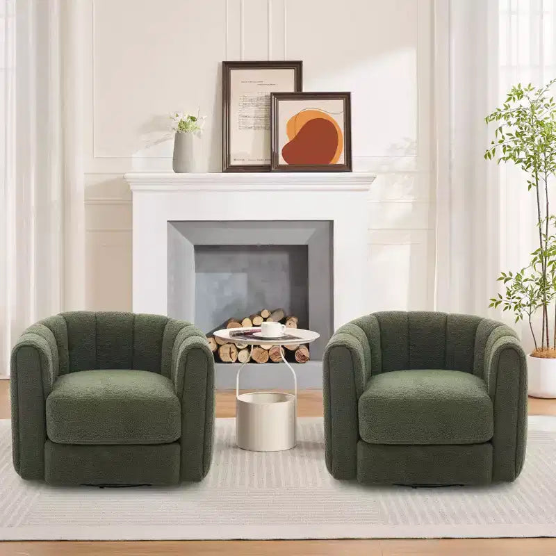 Fauteuil pivotant Acekool, fauteuil d'appoint moderne en velours avec dossier rayé pour salon et chambre à coucher