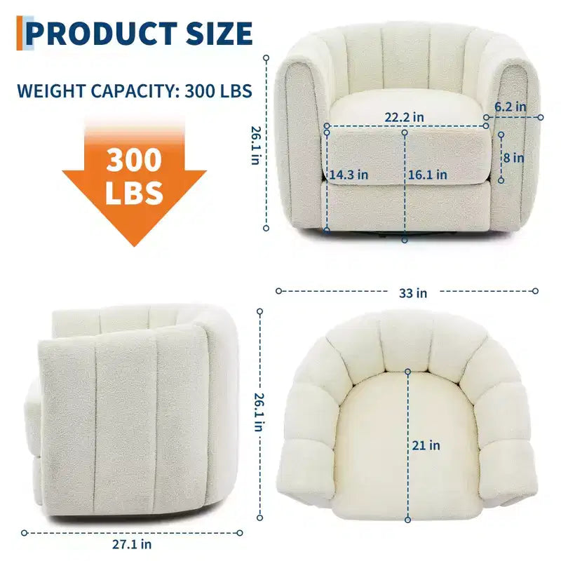 Fauteuil pivotant Acekool, fauteuil d'appoint moderne en velours avec dossier rayé pour salon et chambre à coucher