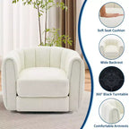 Fauteuil pivotant Acekool, fauteuil d'appoint moderne en velours avec dossier rayé pour salon et chambre à coucher