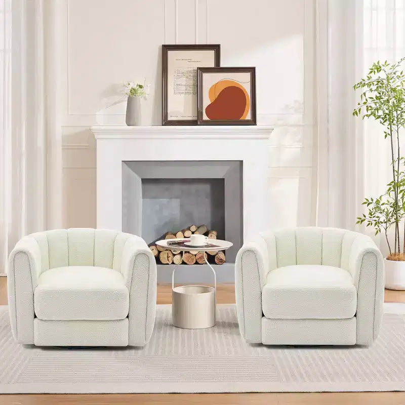 Fauteuil pivotant Acekool, fauteuil d'appoint moderne en velours avec dossier rayé pour salon et chambre à coucher