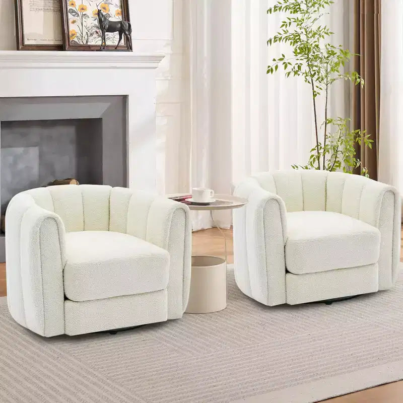 Fauteuil pivotant Acekool, fauteuil d'appoint moderne en velours avec dossier rayé pour salon et chambre à coucher