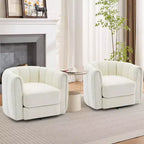 Fauteuil pivotant Acekool, fauteuil d'appoint moderne en velours avec dossier rayé pour salon et chambre à coucher