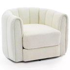 Acekool Swivel Barrel Chair, Velvet Modern Accent Armchair with Striped Backrest for Living Room Bedroom