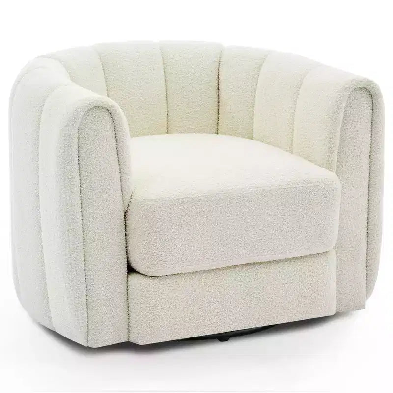 Acekool Swivel Barrel Chair, Velvet Modern Accent Armchair with Striped Backrest for Living Room Bedroom