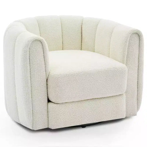 Acekool Swivel Barrel Chair, Velvet Modern Accent Armchair with Striped Backrest for Living Room Bedroom