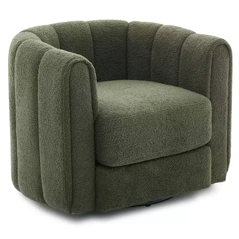 Fauteuil pivotant Acekool, fauteuil d'appoint moderne en velours avec dossier rayé pour salon et chambre à coucher