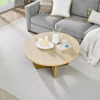 Table basse ronde de 36 pouces, table de cocktail moderne du milieu du siècle avec plateau circulaire, table d'appoint à grain de bois pour bureau à domicile