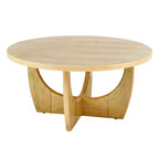 Table basse ronde de 36 pouces, table de cocktail moderne du milieu du siècle avec plateau circulaire, table d'appoint à grain de bois pour bureau à domicile