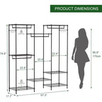 Acekool Organisateur de placard portable avec 4 tringles à vêtements réglables et 8 étagères, Portant à vêtements en métal pour chambre à coucher, 67x17.7