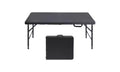 49.2in Folding Table, 300 Lbs Capacity, Waterproof, Easy to Clean, Metal Frame, with Handle, Ideal for Indoor/Outdoor,Camping,Picnic,Party, BBQ, Black