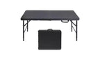 49.2in Folding Table, 300 Lbs Capacity, Waterproof, Easy to Clean, Metal Frame, with Handle, Ideal for Indoor/Outdoor,Camping,Picnic,Party, BBQ, Black
