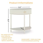 TUYOHW Table console demi-lune motif vague, table d'entrée avec 2 tiroirs, table de canapé en bois avec étagère inférieure pour salon, couloir, chambre