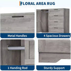 Armoire de rangement en bois avec 4 tiroirs et porte, armoire de chambre à coucher de 110 cm de haut avec tringle, armoires de rangement pour vêtements