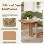 GDFStudio Ebony 82 Table à manger extensible en bois d'hévéa avec deux rallonges amovibles de 12 pouces et pieds en tréteaux
