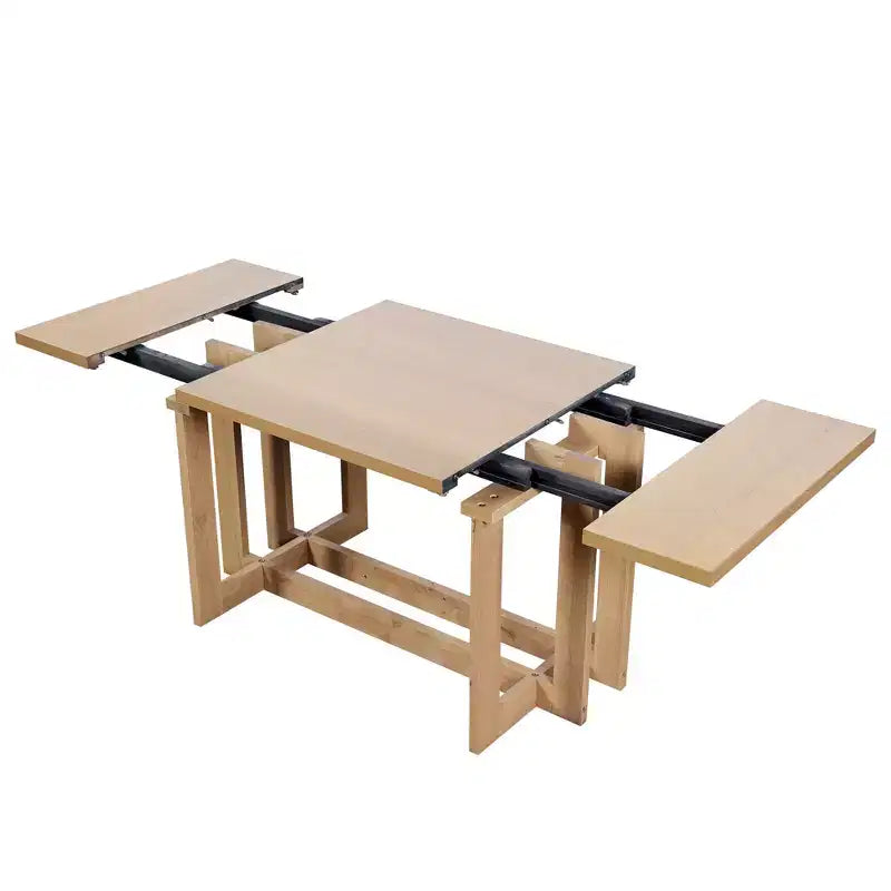 GDFStudio Ebony 82 Table à manger extensible en bois d'hévéa avec deux rallonges amovibles de 12 pouces et pieds en tréteaux