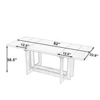 GDFStudio Ebony 82 Table à manger extensible en bois d'hévéa avec deux rallonges amovibles de 12 pouces et pieds en tréteaux