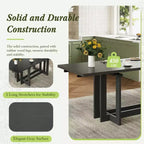 GDFStudio Ebony 82 Table à manger extensible en bois d'hévéa avec deux rallonges amovibles de 12 pouces et pieds en tréteaux
