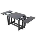 GDFStudio Ebony 82 Table à manger extensible en bois d'hévéa avec deux rallonges amovibles de 12 pouces et pieds en tréteaux