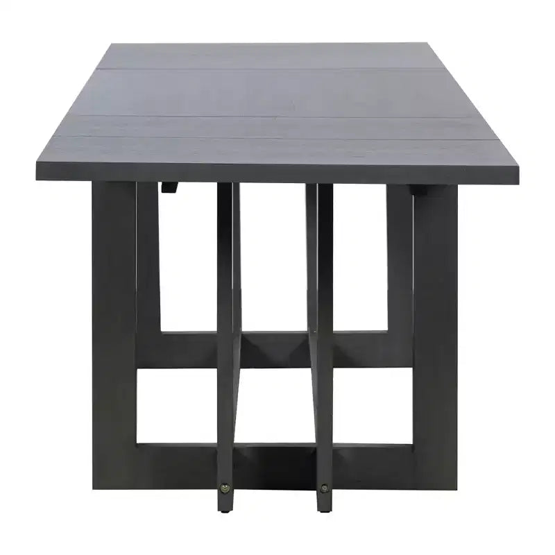 GDFStudio Ebony 82 Table à manger extensible en bois d'hévéa avec deux rallonges amovibles de 12 pouces et pieds en tréteaux