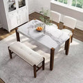 MAYEERTY 4-Piece Modern Dining Set, 46 Faux Marble Table, 2 Chairs & Bench