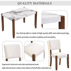 Ensemble de salle à manger moderne 4 pièces MAYEERTY, table en faux marbre de 117 cm, 2 chaises et un banc