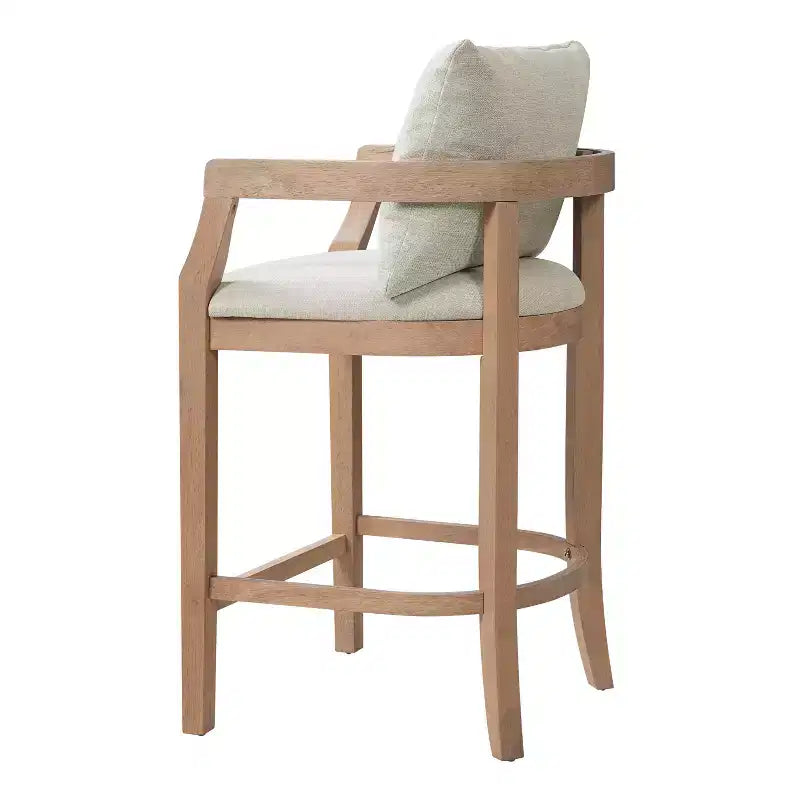 Tabourets de comptoir rembourrés Christopher Knight Home Flora en bois d'hévéa rustique avec dossier incurvé et oreillers (Lot de 2)