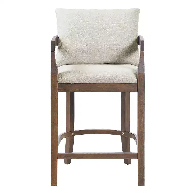 Tabourets de comptoir rembourrés Christopher Knight Home Flora en bois d'hévéa rustique avec dossier incurvé et oreillers (Lot de 2)