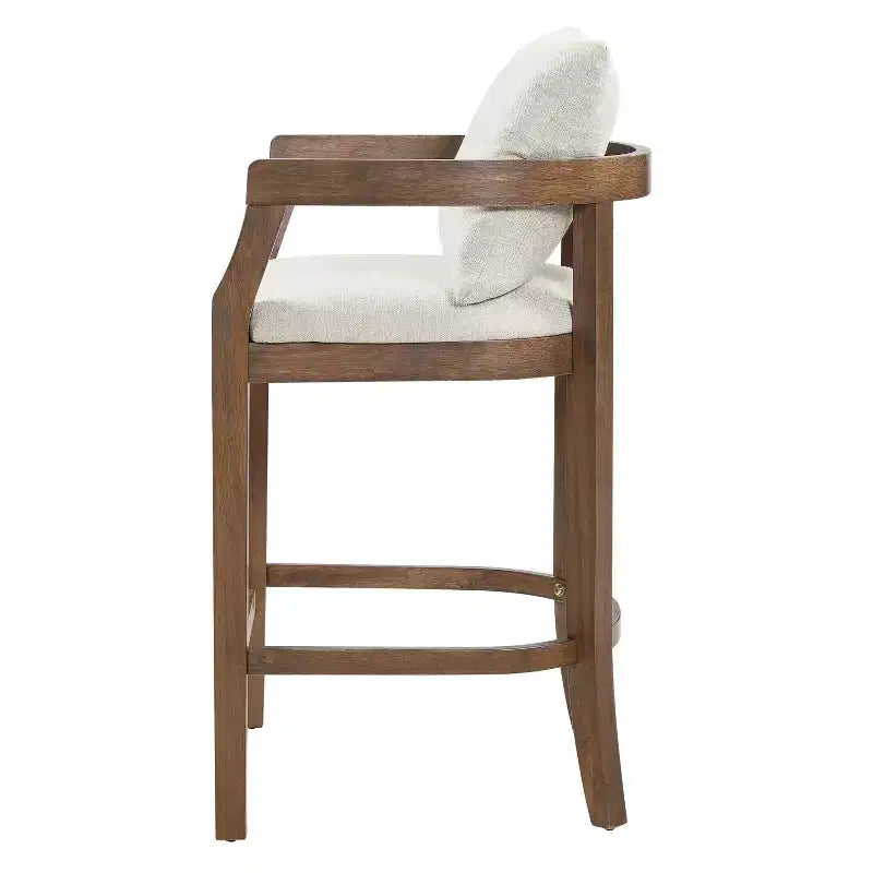 Tabourets de comptoir rembourrés Christopher Knight Home Flora en bois d'hévéa rustique avec dossier incurvé et oreillers (Lot de 2)