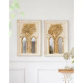 20.1 x 29.9 Inch Mid Century Modern Wall Mirror with Gold Leaf Details Set of 2