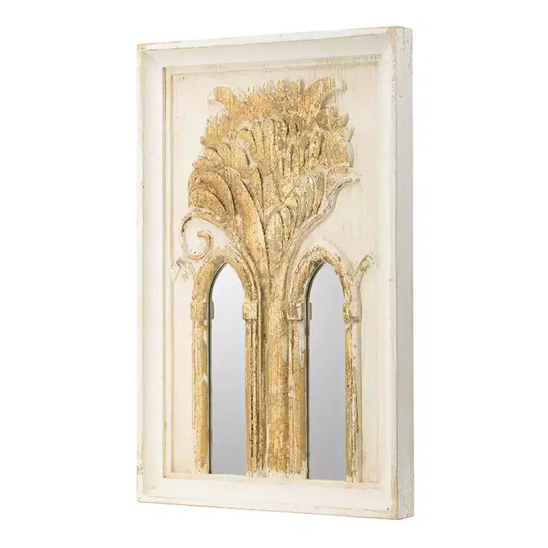 Miroir mural Mid-Century Modern de 20,1 x 29,9 pouces avec détails en feuille d'or, lot de 2