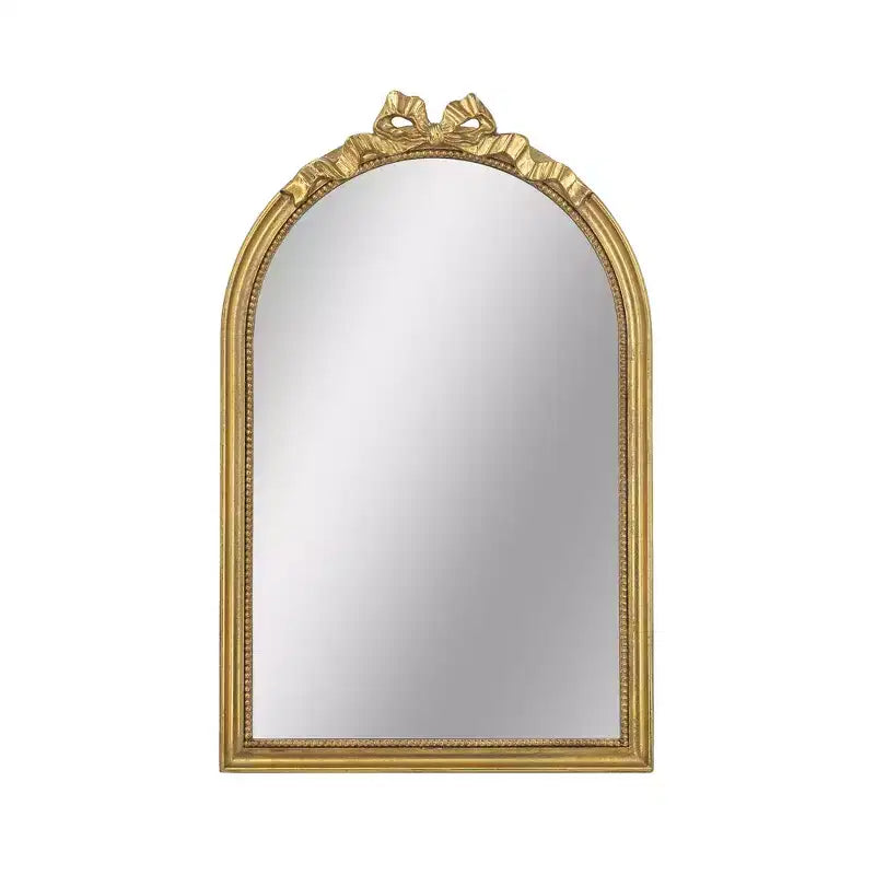 Miroir mural arqué doré de style baroque de 23,6 x 37,3 pouces