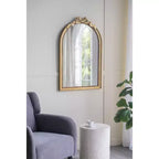 Miroir mural arqué doré de style baroque de 23,6 x 37,3 pouces