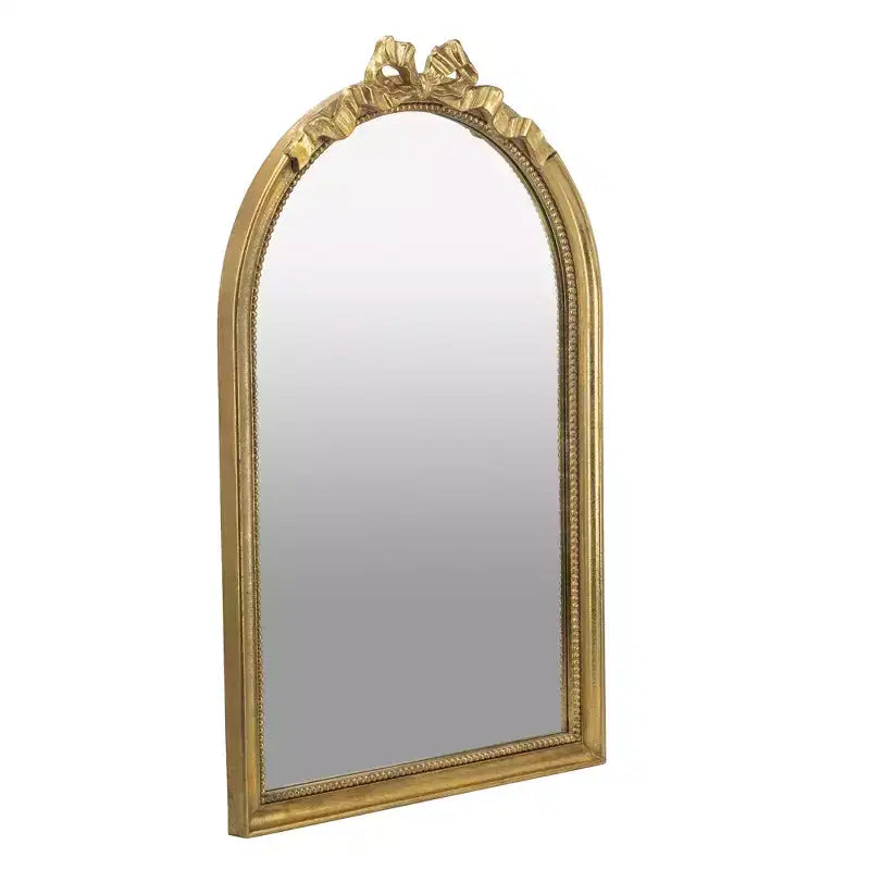 Miroir mural arqué doré de style baroque de 23,6 x 37,3 pouces
