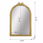 Miroir mural arqué doré de style baroque de 23,6 x 37,3 pouces
