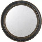 23.5 Inch Round Wall Mirror with Black Wooden Frame