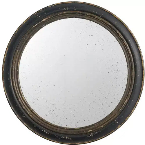 23.5 Inch Round Wall Mirror with Black Wooden Frame