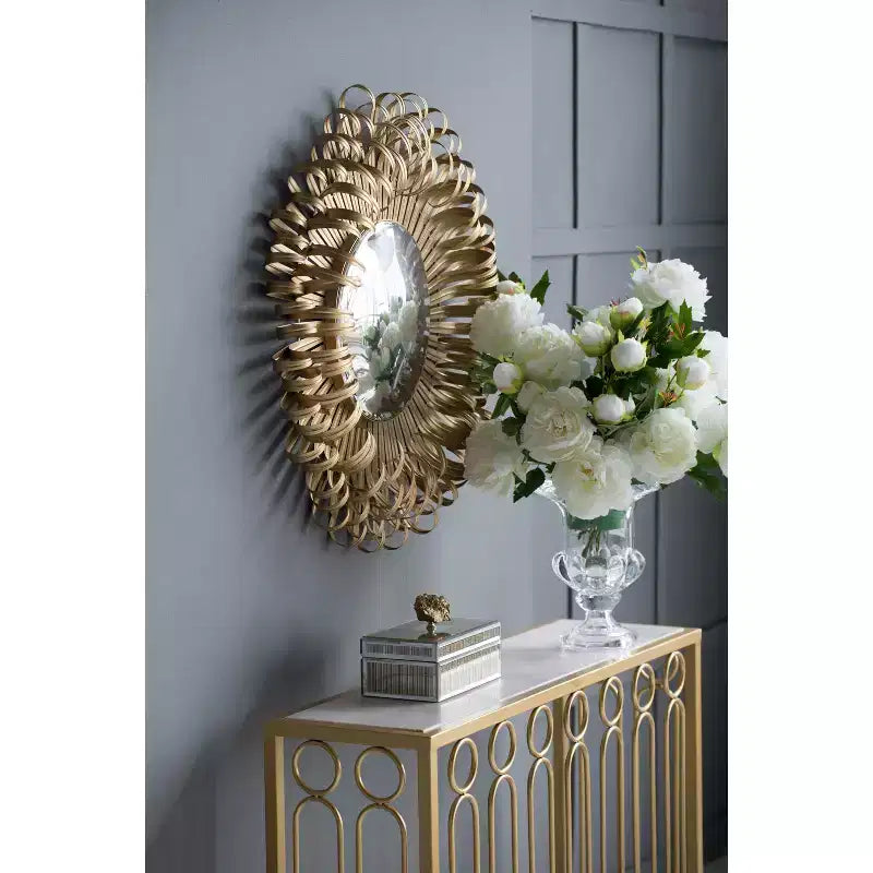 Miroir mural soleil doré de 27 pouces