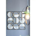 35.6 Inch Beaded Black Metal Wall Mirror