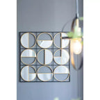 35.6 Inch Beaded Black Metal Wall Mirror