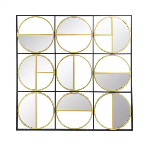 Miroir mural en métal noir perlé de 35,6 pouces