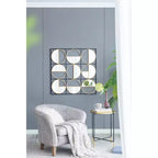 Miroir mural en métal noir perlé de 35,6 pouces