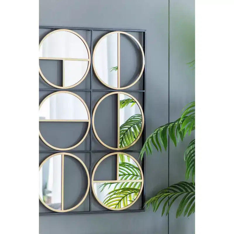 Miroir mural en métal noir perlé de 35,6 pouces