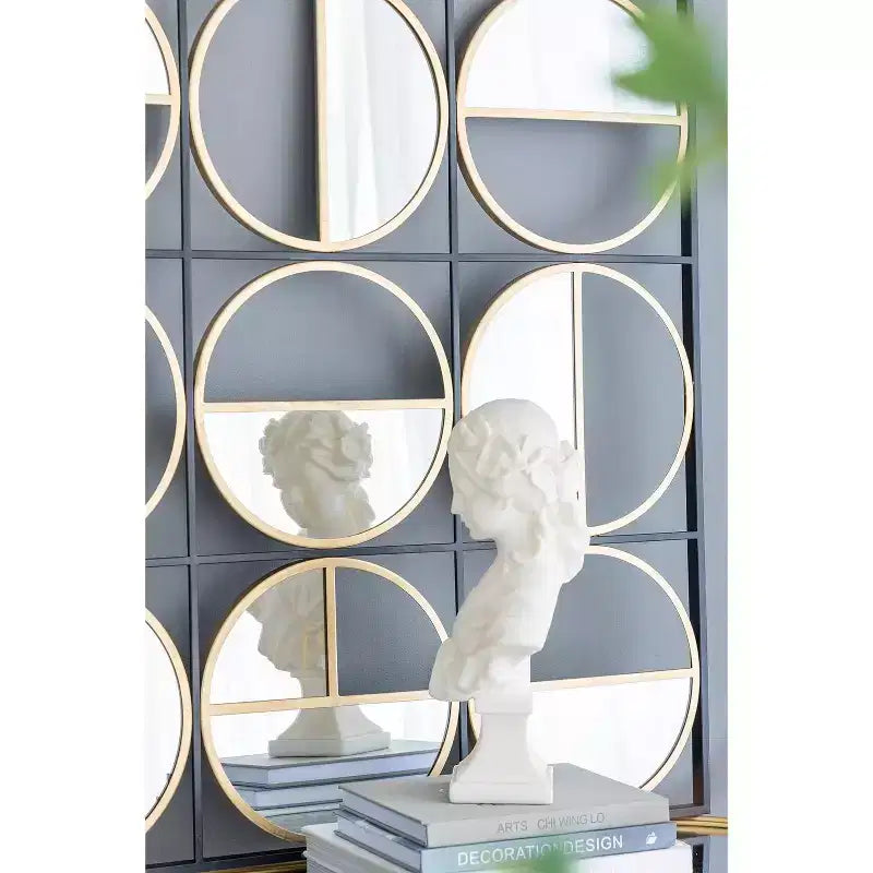 Miroir mural en métal noir perlé de 35,6 pouces