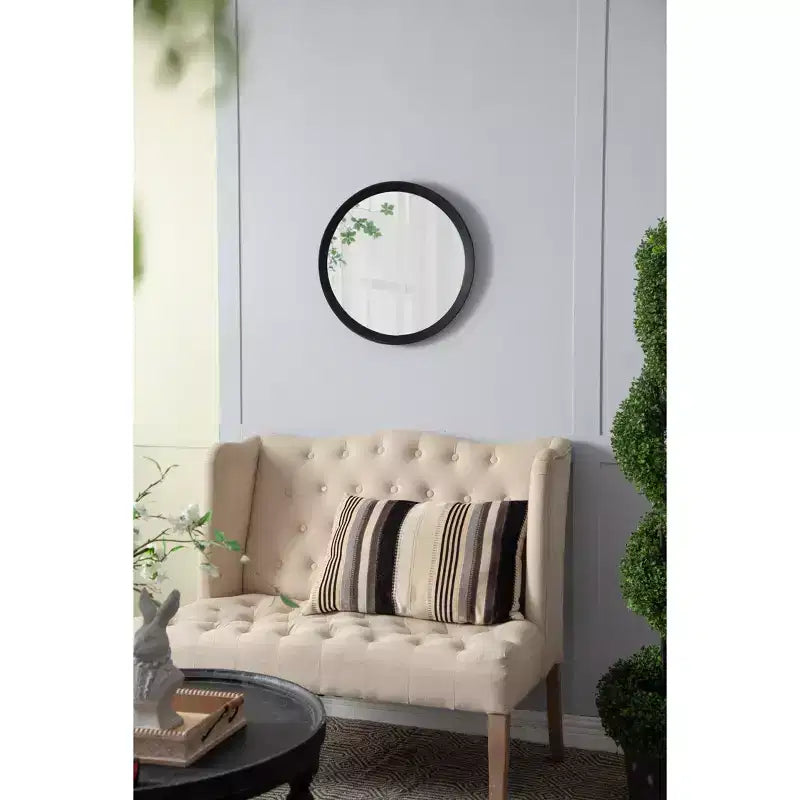 Miroir Mural Rond en Bois de Mangue de 20 Pouces